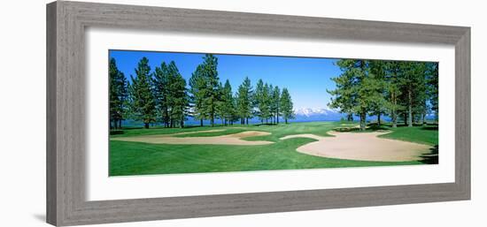 Sand Traps in a Golf Course, Edgewood Tahoe Golf Course, Stateline, Douglas County, Nevada, USA-null-Framed Photographic Print