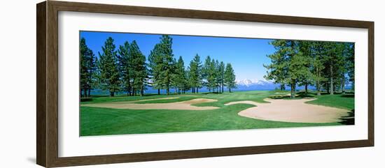 Sand Traps in a Golf Course, Edgewood Tahoe Golf Course, Stateline, Douglas County, Nevada, USA-null-Framed Photographic Print