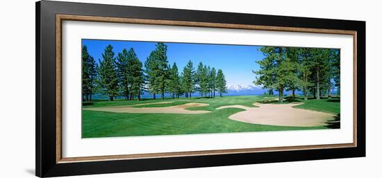 Sand Traps in a Golf Course, Edgewood Tahoe Golf Course, Stateline, Douglas County, Nevada, USA-null-Framed Photographic Print