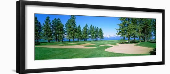 Sand Traps in a Golf Course, Edgewood Tahoe Golf Course, Stateline, Douglas County, Nevada, USA-null-Framed Photographic Print