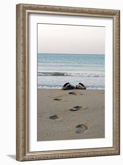 Sandals on a Beach, Spain-Carlos Dominguez-Framed Photographic Print