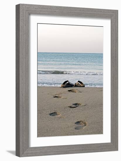 Sandals on a Beach, Spain-Carlos Dominguez-Framed Photographic Print