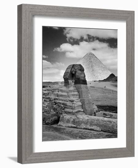 Sandbags Being Used to Protect Sphinx Against Enemy Bombs, Giza, Egypt, 1942-Bob Landry-Framed Photographic Print