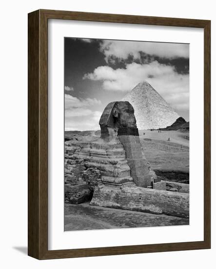 Sandbags Being Used to Protect Sphinx Against Enemy Bombs, Giza, Egypt, 1942-Bob Landry-Framed Photographic Print