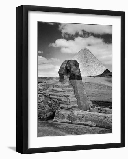 Sandbags Being Used to Protect Sphinx Against Enemy Bombs, Giza, Egypt, 1942-Bob Landry-Framed Photographic Print