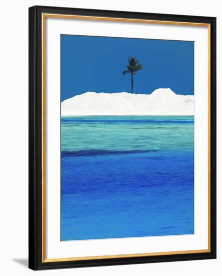 Sandbank and Palm Tree on Tropical Beach, Maldives, Indian Ocean, Asia-Sakis Papadopoulos-Framed Photographic Print