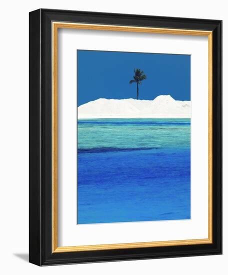 Sandbank and Palm Tree on Tropical Beach, Maldives, Indian Ocean, Asia-Sakis Papadopoulos-Framed Photographic Print