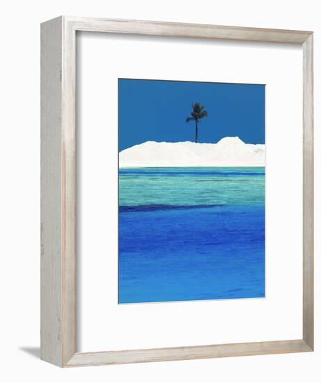 Sandbank and Palm Tree on Tropical Beach, Maldives, Indian Ocean, Asia-Sakis Papadopoulos-Framed Photographic Print