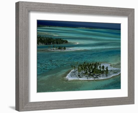Sandbars with Palm Trees, Bora Bora-Mitch Diamond-Framed Photographic Print