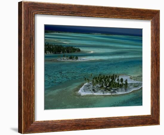 Sandbars with Palm Trees, Bora Bora-Mitch Diamond-Framed Photographic Print