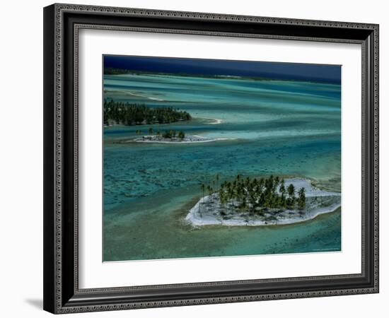 Sandbars with Palm Trees, Bora Bora-Mitch Diamond-Framed Photographic Print