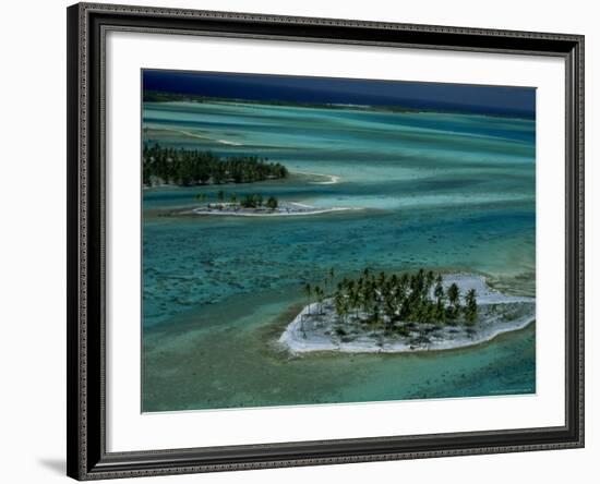 Sandbars with Palm Trees, Bora Bora-Mitch Diamond-Framed Photographic Print