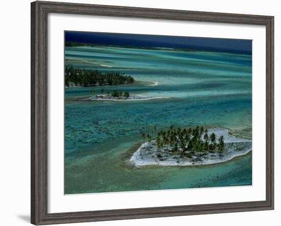 Sandbars with Palm Trees, Bora Bora-Mitch Diamond-Framed Photographic Print