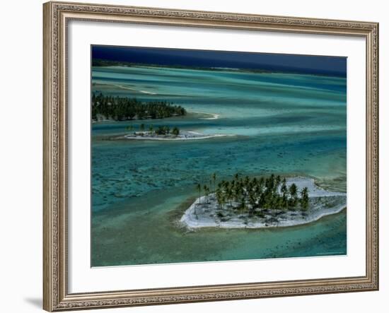 Sandbars with Palm Trees, Bora Bora-Mitch Diamond-Framed Photographic Print