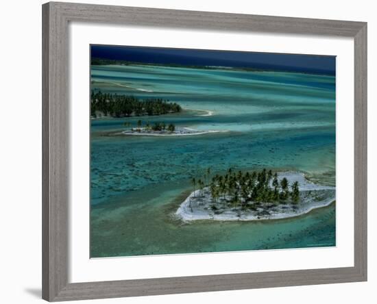 Sandbars with Palm Trees, Bora Bora-Mitch Diamond-Framed Photographic Print