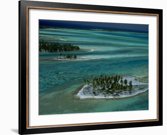 Sandbars with Palm Trees, Bora Bora-Mitch Diamond-Framed Photographic Print