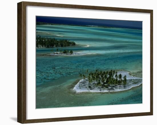 Sandbars with Palm Trees, Bora Bora-Mitch Diamond-Framed Photographic Print