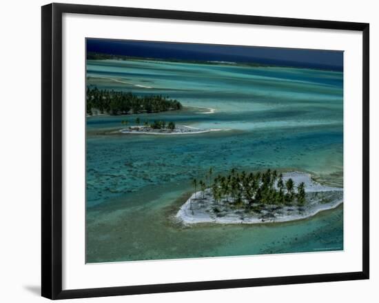 Sandbars with Palm Trees, Bora Bora-Mitch Diamond-Framed Photographic Print