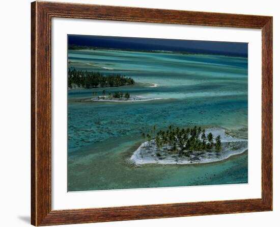 Sandbars with Palm Trees, Bora Bora-Mitch Diamond-Framed Photographic Print