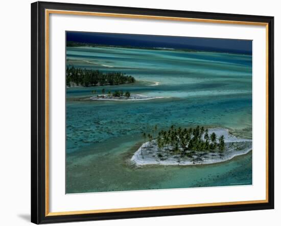 Sandbars with Palm Trees, Bora Bora-Mitch Diamond-Framed Photographic Print