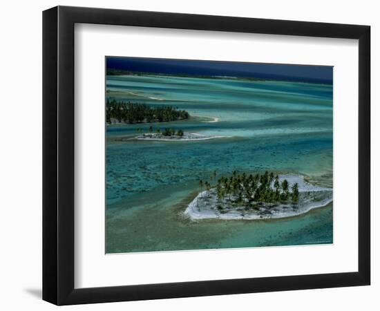 Sandbars with Palm Trees, Bora Bora-Mitch Diamond-Framed Photographic Print