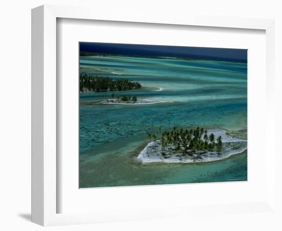 Sandbars with Palm Trees, Bora Bora-Mitch Diamond-Framed Photographic Print