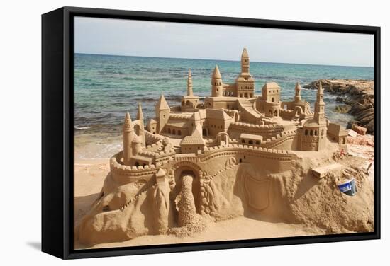 Sandcastle on the Beach-p.lange-Framed Stretched Canvas