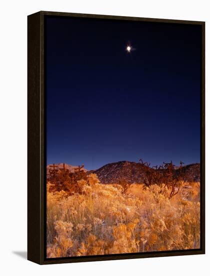 Sandia Mountains Desert Twilight Landscape Moon Rise, New Mexico-Kevin Lange-Framed Premier Image Canvas