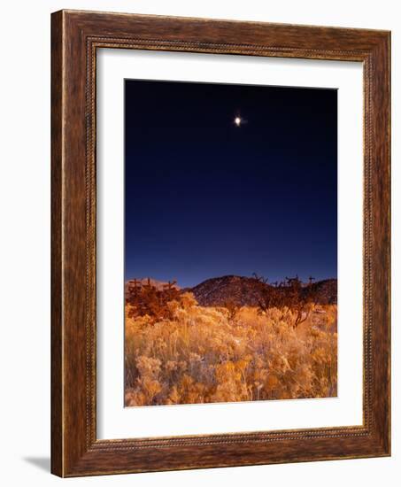 Sandia Mountains Desert Twilight Landscape Moon Rise, New Mexico-Kevin Lange-Framed Photographic Print