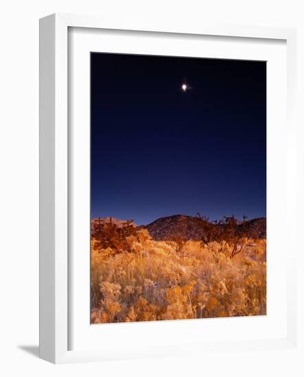 Sandia Mountains Desert Twilight Landscape Moon Rise, New Mexico-Kevin Lange-Framed Photographic Print