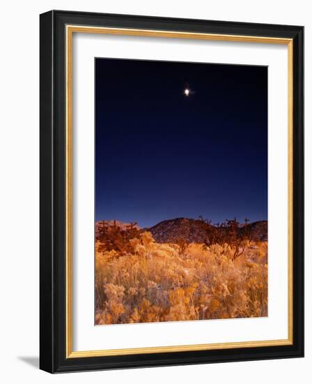 Sandia Mountains Desert Twilight Landscape Moon Rise, New Mexico-Kevin Lange-Framed Photographic Print