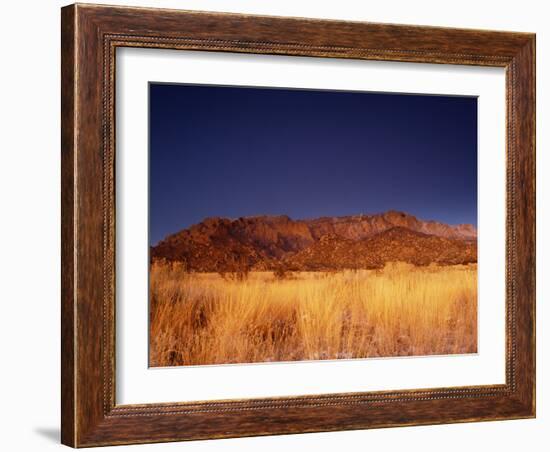 Sandia Mountains Desert Twilight Landscape, New Mexico-Kevin Lange-Framed Photographic Print