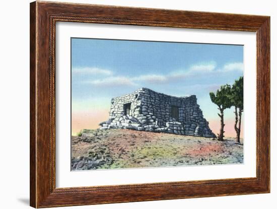 Sandia Mountains, New Mexico, Sandia Crest View of Kiwanis Shelter House-Lantern Press-Framed Art Print