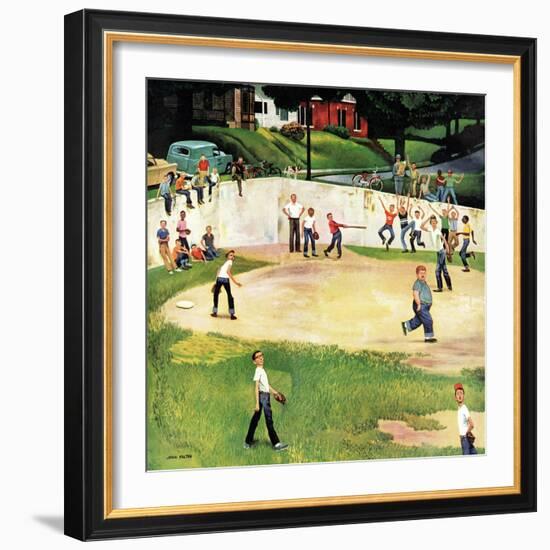 "Sandlot Homerun", July 6, 1957-John Falter-Framed Premium Giclee Print