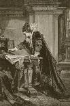 Queen Elizabeth Signing the Death Warrant of Mary Queen of Scots, Engraved by C. Butterworth-Sandor Liezen-Meyer-Framed Premier Image Canvas