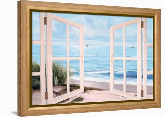 Sandpiper Beach Door-Diane Romanello-Framed Stretched Canvas