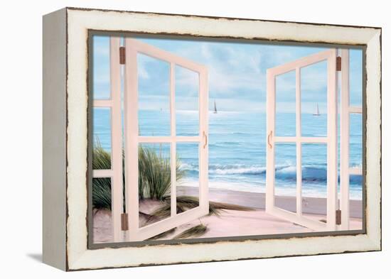 Sandpiper Beach Door-Diane Romanello-Framed Stretched Canvas