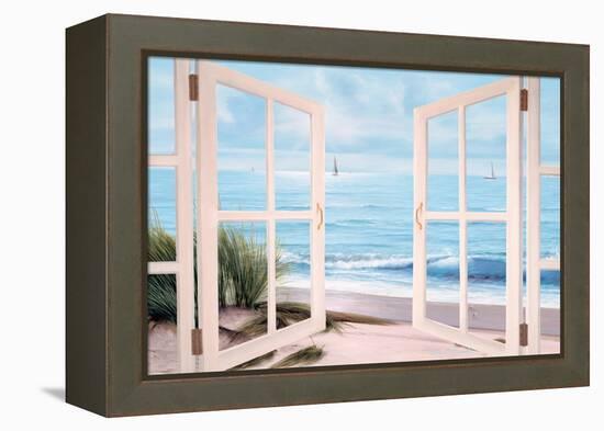 Sandpiper Beach Door-Diane Romanello-Framed Stretched Canvas