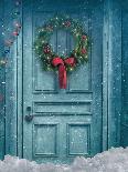 Rustic Barn Door with Christmas Wreath-Sandra Cunningham-Mounted Photographic Print