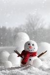 Snowman with Winter Snow Background-Sandralise-Photographic Print
