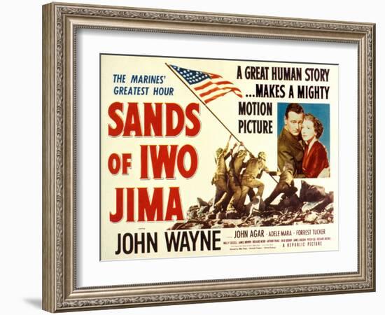 Sands of Iwo Jima, John Wayne, Adele Nara, 1949-null-Framed Art Print