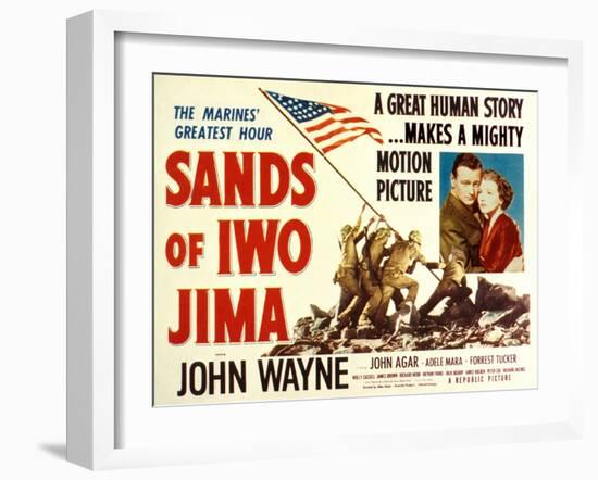 Sands of Iwo Jima, John Wayne, Adele Nara, 1949-null-Framed Art Print