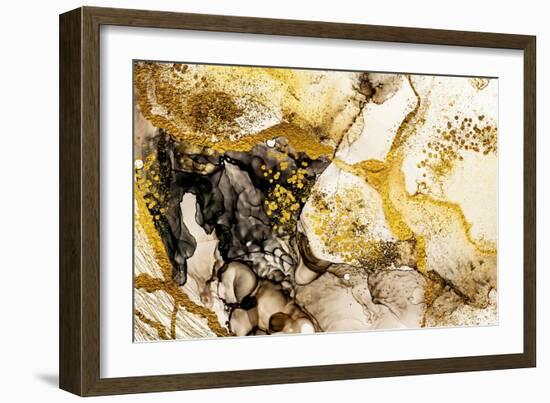 Sands Wilderness- Art. Golden Swirl. Vibrant and Breathtaking Art Medium. Painter Uses Vibrant Pain-CARACOLLA-Framed Art Print