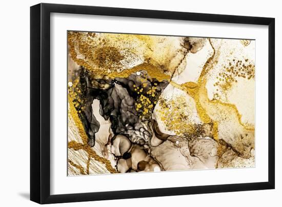 Sands Wilderness- Art. Golden Swirl. Vibrant and Breathtaking Art Medium. Painter Uses Vibrant Pain-CARACOLLA-Framed Art Print