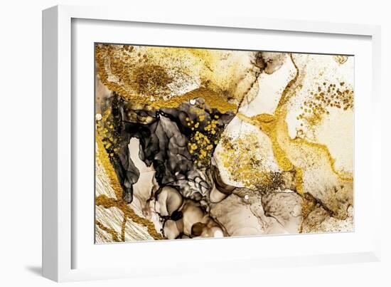 Sands Wilderness- Art. Golden Swirl. Vibrant and Breathtaking Art Medium. Painter Uses Vibrant Pain-CARACOLLA-Framed Art Print