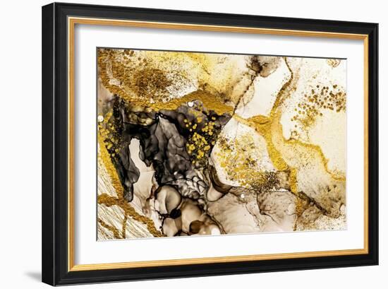 Sands Wilderness- Art. Golden Swirl. Vibrant and Breathtaking Art Medium. Painter Uses Vibrant Pain-CARACOLLA-Framed Art Print