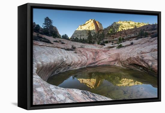 Sandstone and Pool, Zion National Park, Utah-Howie Garber-Framed Premier Image Canvas