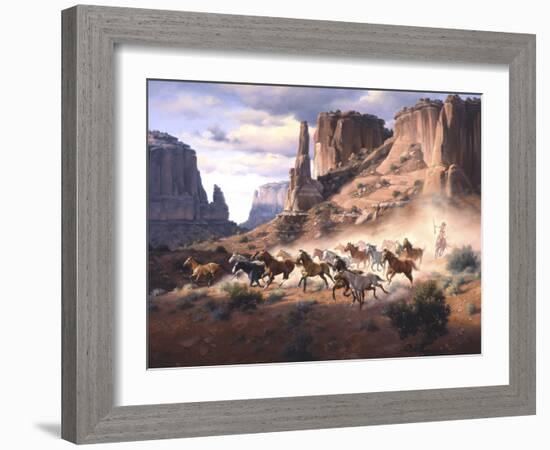 Sandstone and Stolen Horses-Jack Sorenson-Framed Art Print