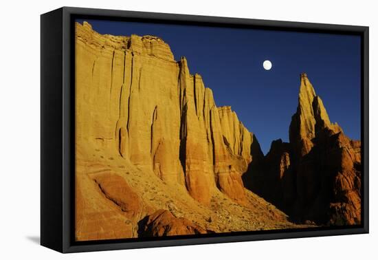 Sandstone Cliff At Sunset, Colorado Plateau, Kodachrome Basin State Park, Utah, USA November 2012-Jouan Rius-Framed Premier Image Canvas