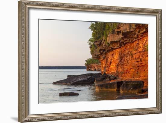 Sandstone Cliffs, Sea Caves, Devils Island, Apostle Islands Lakeshore, Wisconsin, USA-Chuck Haney-Framed Photographic Print